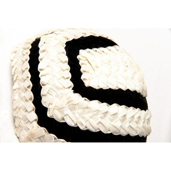 Vtg Saks Fifth Avenue Square Handmade Hat Fascinator Black Velvet And White main image 10